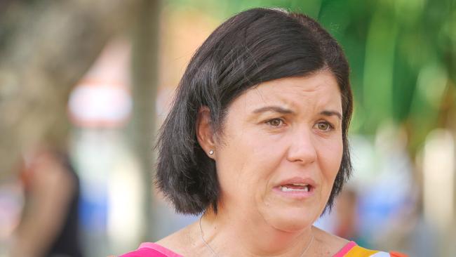 Darwin Festival officially opens for its 2021 Festival this week, Minister for Major Events Natasha Fyles under the artwork "Fly Me Up to Where You Are " at the Darwin Waterfront. Picture: Glenn Campbell