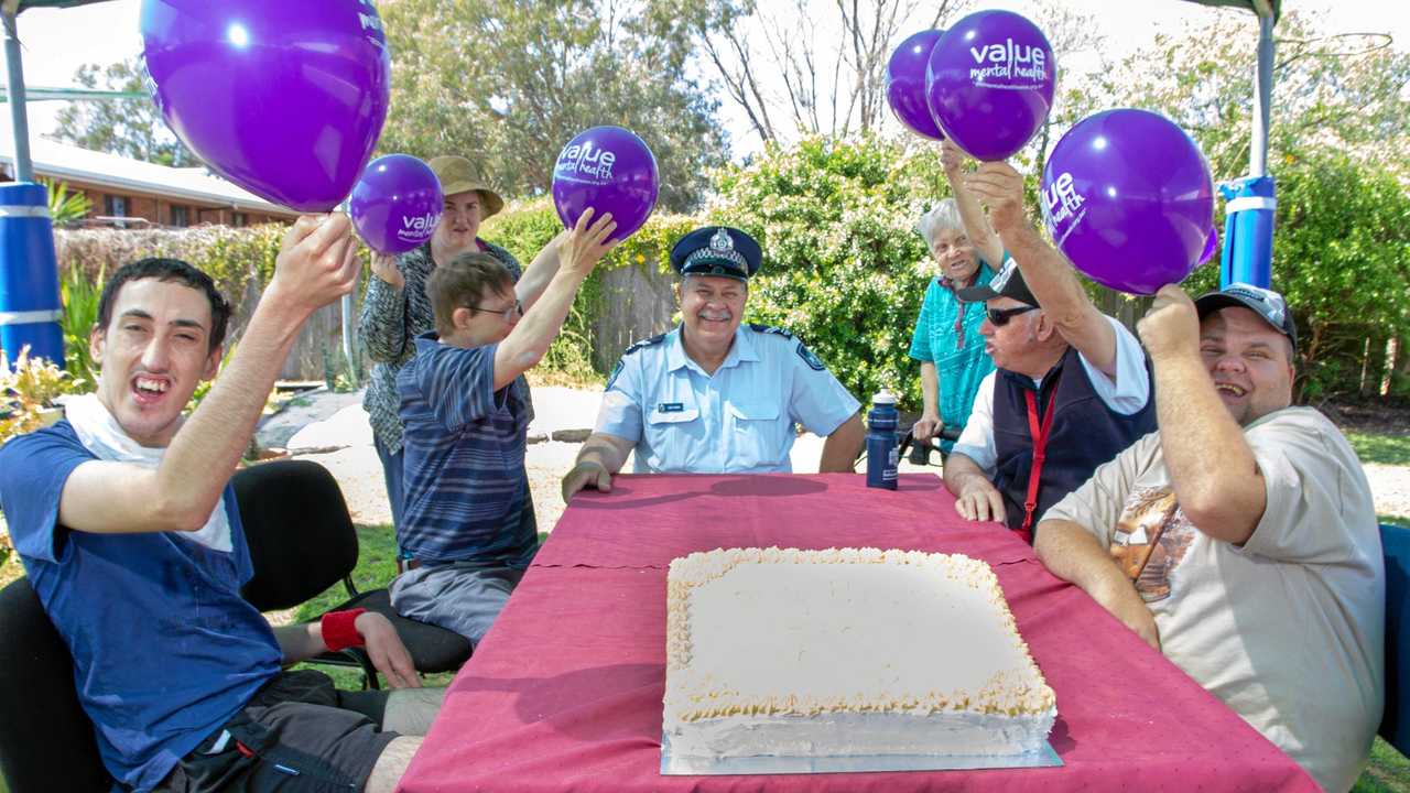 PARTY: Leading Constable Dan O'Hara attended a morning tea with residents of Waminda as part of World Mental Health Day. Picture: Dominic Elsome