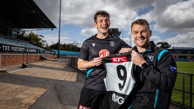 Zak Butters to wear Robbie Gray's No. 9 guernsey after the Power legends retirement, pictured on November 21st, 2022, at Alberton Oval. Picture: Tom Huntley