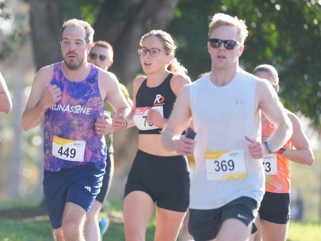 City-Bay Fun Run - Runners, walkers and everyone else, begin the long run down Anzac Highway. (Ben in the middle I think).15 September 2024. Picture: Dean Martin