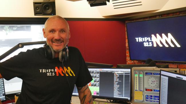 May 2022: Former St Kilda, Hawthorn and Sydney ruckman Peter "Spida" Everitt at work at Triple M on the Gold Coast.,