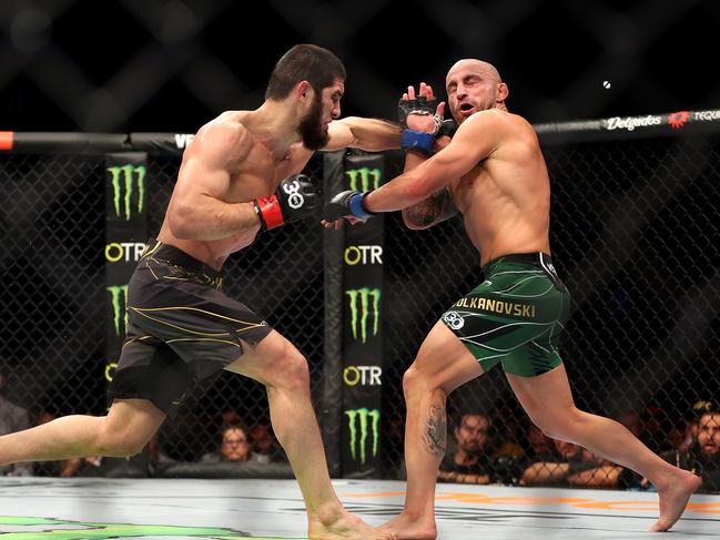 Islam Makhachev believes he has an ace up his sleeve ahead of his rematch with Alex Volkanovski. Picture: Paul Kane/Getty Images