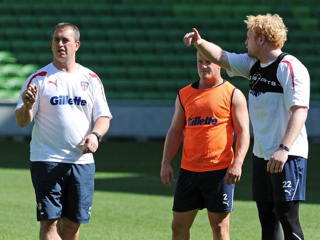 Steve McNamara with the England squad.