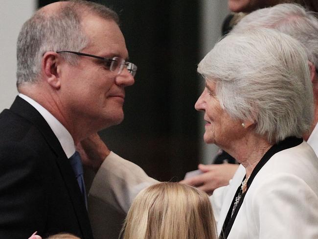 Scott Morrison and his mum. Picture: Stefan Postles/Getty