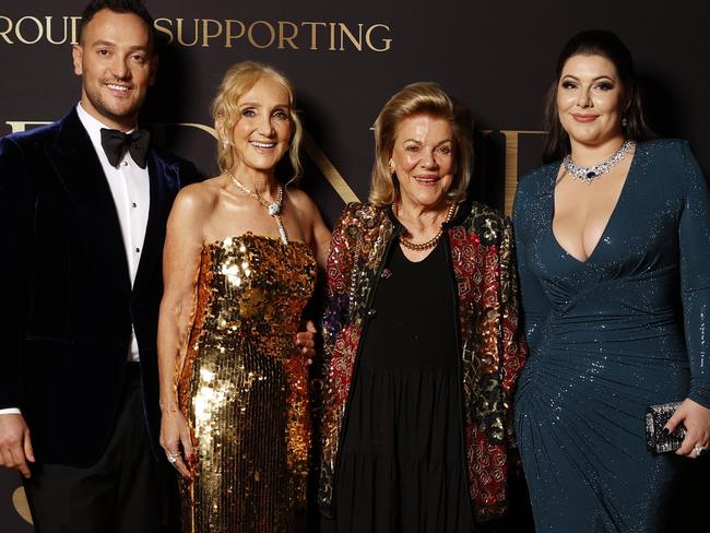 DAILY TELEGRAPH MAY 18, 2022. Joshua Penn and Linda Penn with Roslyn Packer and Francesca Packer at the Gold Dinner Fundraiser for the Sydney ChildrenÃs Hospital, held at The Venue in Alexandria. Picture: Jonathan Ng