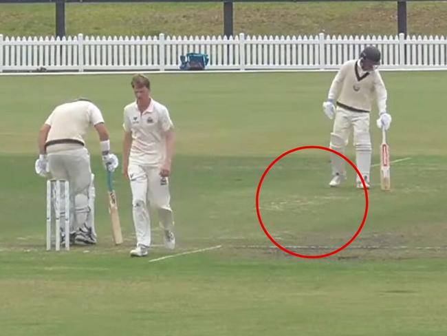 The pitch green pitch used in Geelong's clash with Footscray. Picture: Play Cricket