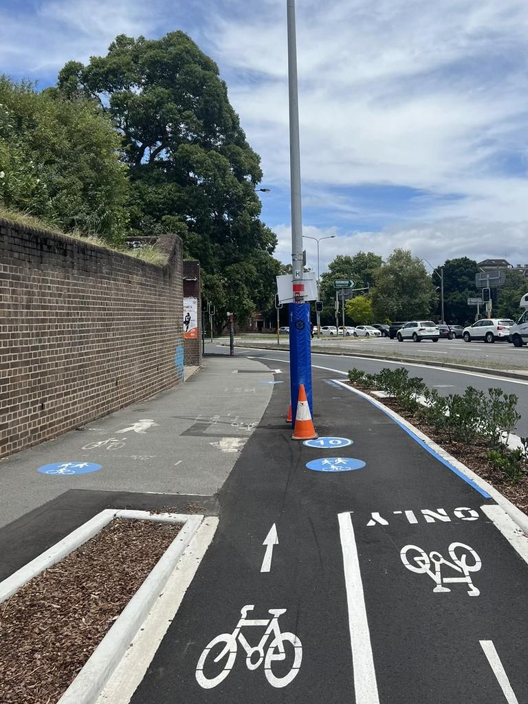 The new Sydney cycleway leads directly into a pole. Picture: Supplied.