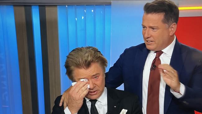 Stefanovic comforted Wilkins on air. Picture: Channel 9