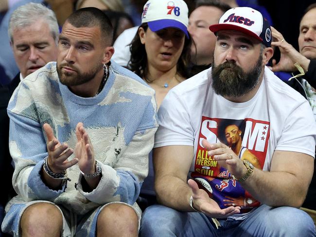 NFL star Travis Kelce (left) with his brother Jason Kelce, who plays for the Philadelphia Eagles. Picture: Tim Nwachukwu/Getty Images