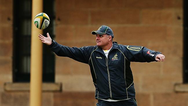 Wallabies coach Ewen McKenzie during the Wallabies rugby training session at Victoria Barracks in Sydney ahead of this week's Bledisloe Cup against New Zealand.