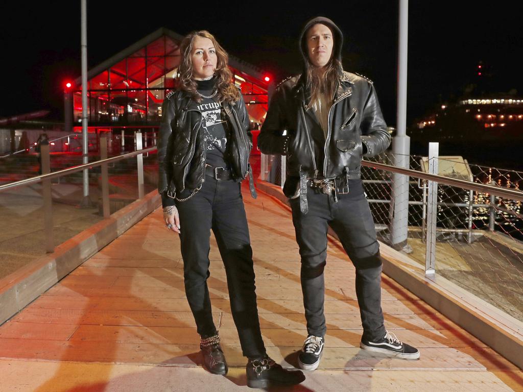 Sera Helen, of Melbourne, and Sonny McDonald, of Sydney, dressed for Dark Mofo. Picture: PATRICK GEE