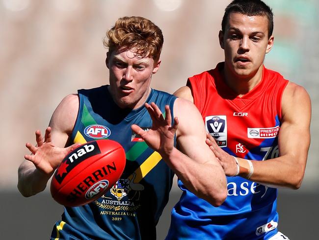 MELBOURNE, AUSTRALIA - APRIL 20: Matt Rowell of the NAB AFL Academy in action during the NAB AFL Academy v Casey match at the MCG on April 20, 2019 in Melbourne, Australia. (Photo by Michael Willson/AFL Photos/Getty Images)