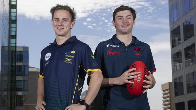 South Australian draft hopefuls Jackson Mead and Cam Taheny. Picture: SIMON CROSS