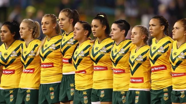 The Jillaroos before their Test against the Kiwi Ferns in May.