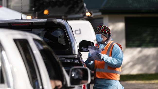 Tests are carried out at a pop-up COVID-19 testing clinic at Victoria Park in Picton. Picture: Getty Images