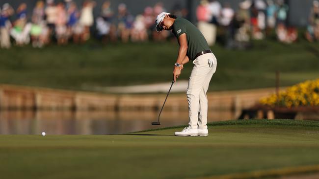 Min Woo Lee is one shot off the lead. Picture: Richard Heathcote/Getty Images