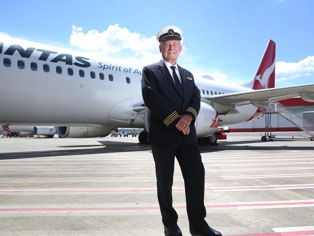 Captain William Byrnes has worked for Qantas for 50 of its 100 years. Picture: Britta Campion / The Australian