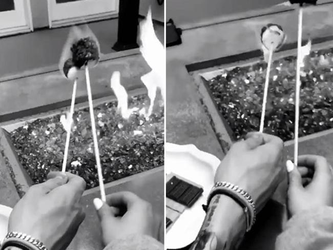 The couple posted pics of them roasting marshmallows. Picture: Instagram