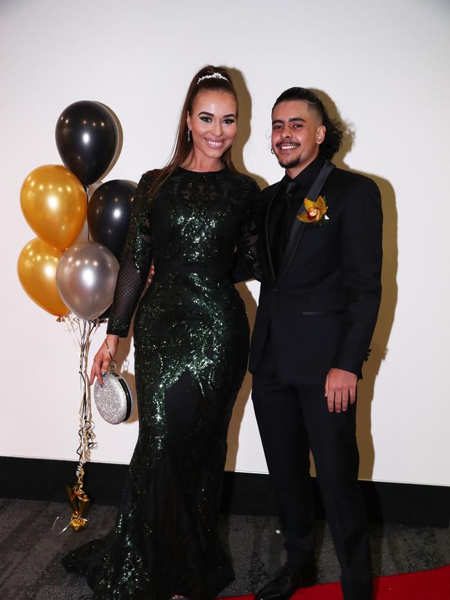 Bonnie Cush and Agustin Perez at Trinity Lutheran College formal at Gold Coast Convention and Exhibition Centre. Photograph : Jason O'Brien