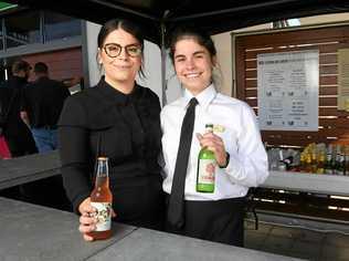 Mikaela Kissick and Leticia Moreira serve drinks at the 2019 Ipswich Cup. Picture: Rob Williams