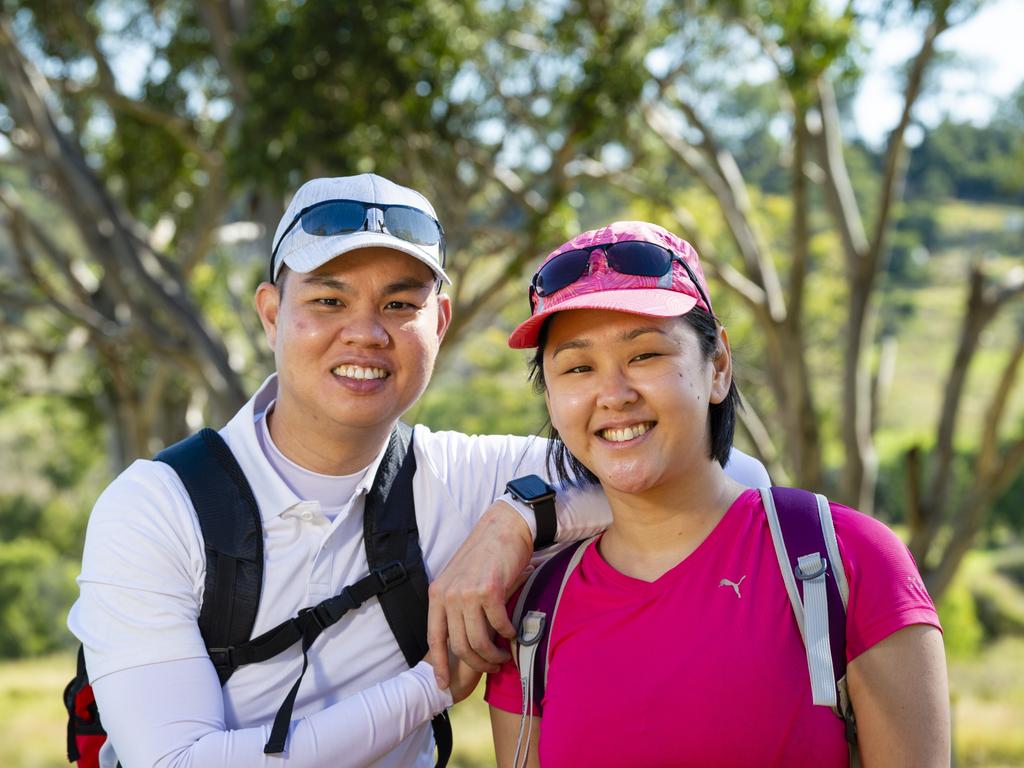 Girls Who Hike team member Jeen Yeoh and partner Alan Pung at the Hike to Heal 2022 launch at Mt Peel Bushland Park, Saturday, February 19, 2022. Picture: Kevin Farmer