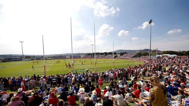 A crowd shot at this year’s Sydney-West Coast game in Mount Barker. Picture: Phil Hillyard