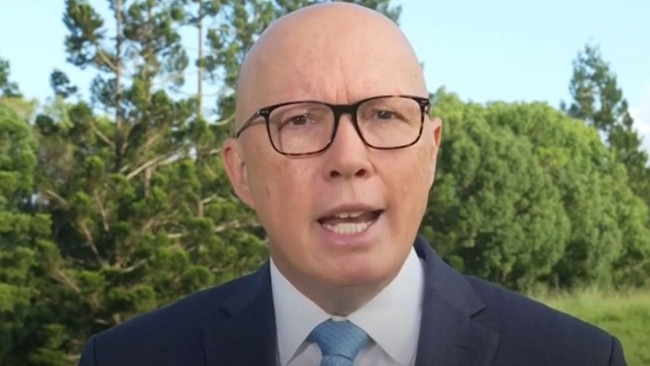 Peter Dutton delivers his New Year’s Eve message to Australians. Picture: Sky News