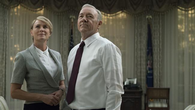 Robyn Wright and Kevin Spacey in <i>House of Cards.</i>