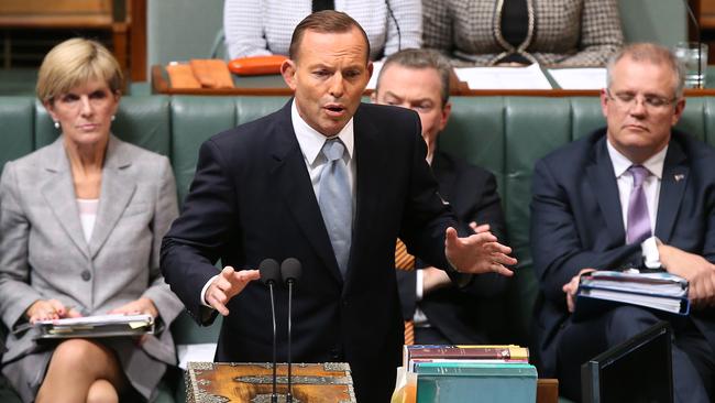 Former prime minister Tony Abbott in question time in parliament.