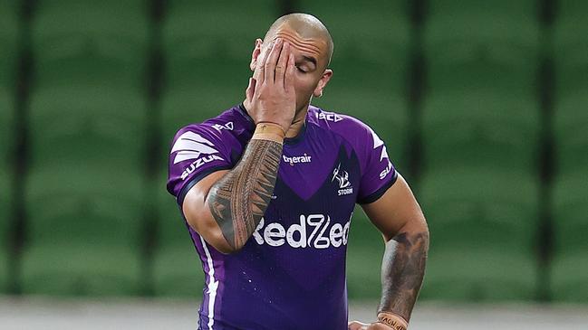 NRL. Melbourne Storm vs Canberra Raiders ate AAMI Park . 30/05/2020.   Melbourne Storm's Nelson Asofa-Solomona after tonights loss  . Pic: Michael Klein