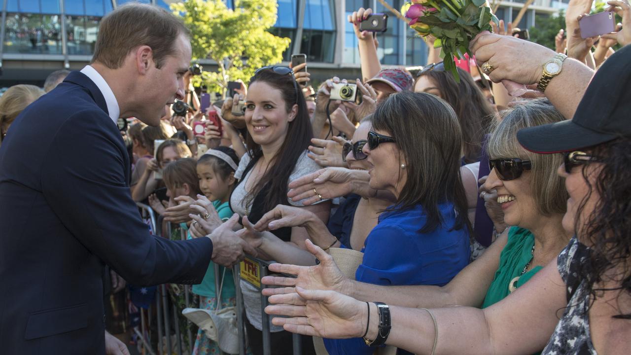 The Duke of Cambridge meets well wishers during a walkabout in Brisbane on April 19, 2014. Picture: Arthur Edwards/Pool/Getty Images