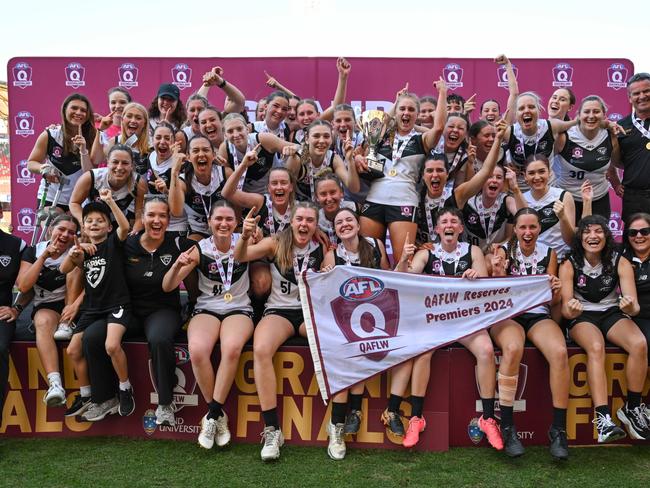 Southport Sharks claim Bond University QAFLW Reserves premiership. Credit: AFL Queensland/ Highflyer Images