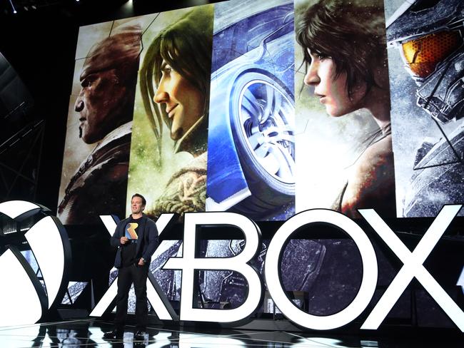 IMAGE DISTRIBUTED FOR MICROSOFT - Phil Spencer, Head of Xbox, closes out the Xbox 2015 E3 Briefing at the Xbox E3 2015 Briefing on Monday, June 15, 2015 in Los Angeles. (Photo by Casey Rodgers/Invision for Microsoft/AP Images)