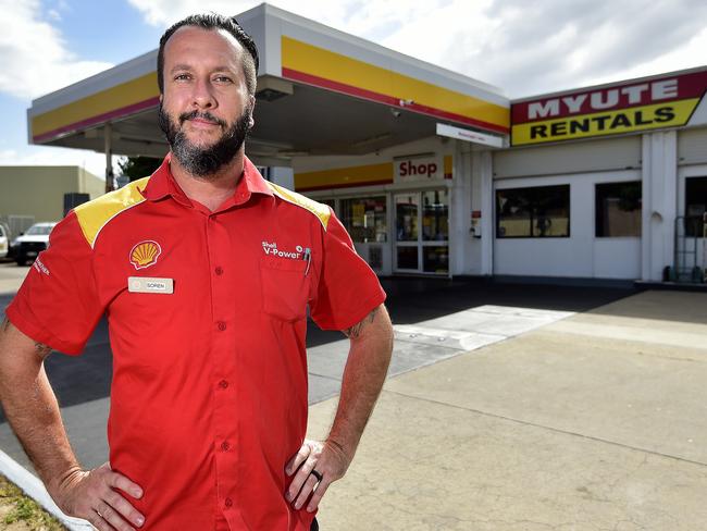 Soren Nannestad at Shell Service Station at Belgian Gardens. PICTURE: MATT TAYLOR.