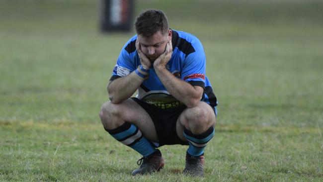 Woolgoolga Seahorses playmaker Blake Seymour looking blue after a loss in 2019.