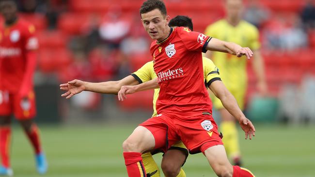 Adelaide United teenager Louis D’Arrigo will face a tough task limiting the threat of Newcastle Jets playmaker Dimitri Petratos. Picture: Robert Cianflone/Getty Images