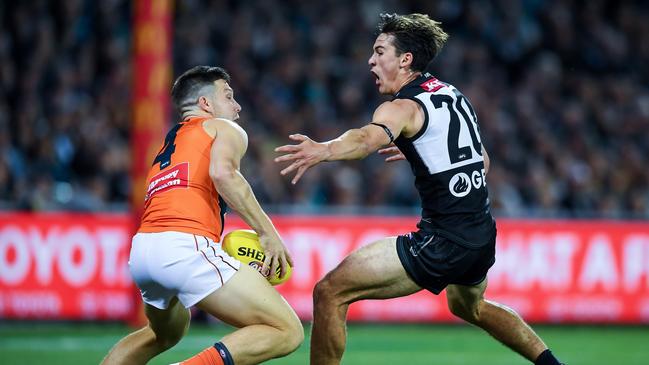 Toby Greene and his Giants dominated the first half at Adelaide Oval. Picture: Mark Brake/Getty Images