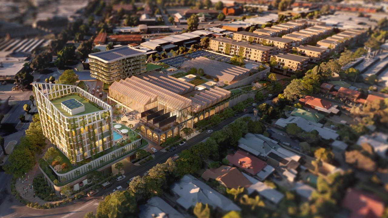 An aerial artist impression of the $250m Locale development plan for the former Le Cornu site on Anzac Highway at Forestville. Picture: Supplied by Renewal SA