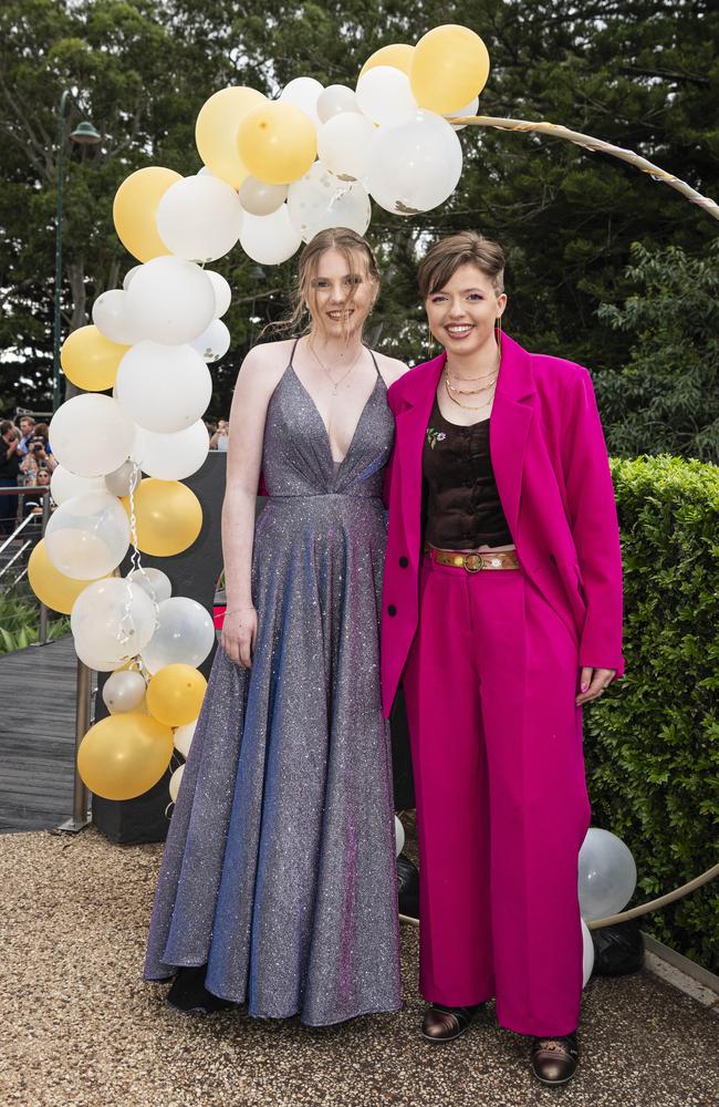 Tennessee Stanton (left) and Amber Van Grysen at Centenary Heights State High School formal at Picnic Point, Friday, November 15, 2024. Picture: Kevin Farmer