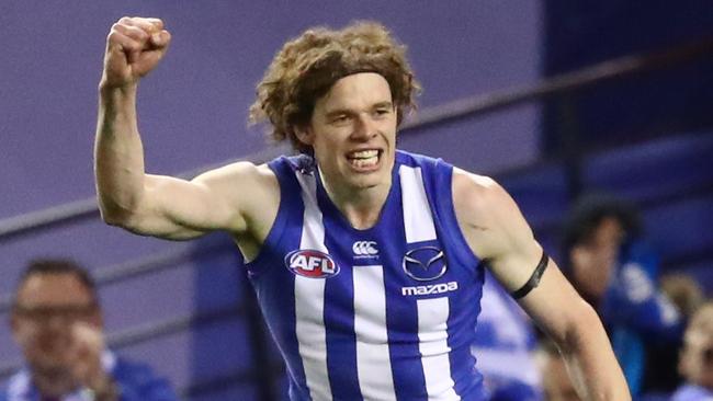 Ben Brown is two goals behind Coleman leader Jack Riewoldt. Picture: Getty Images