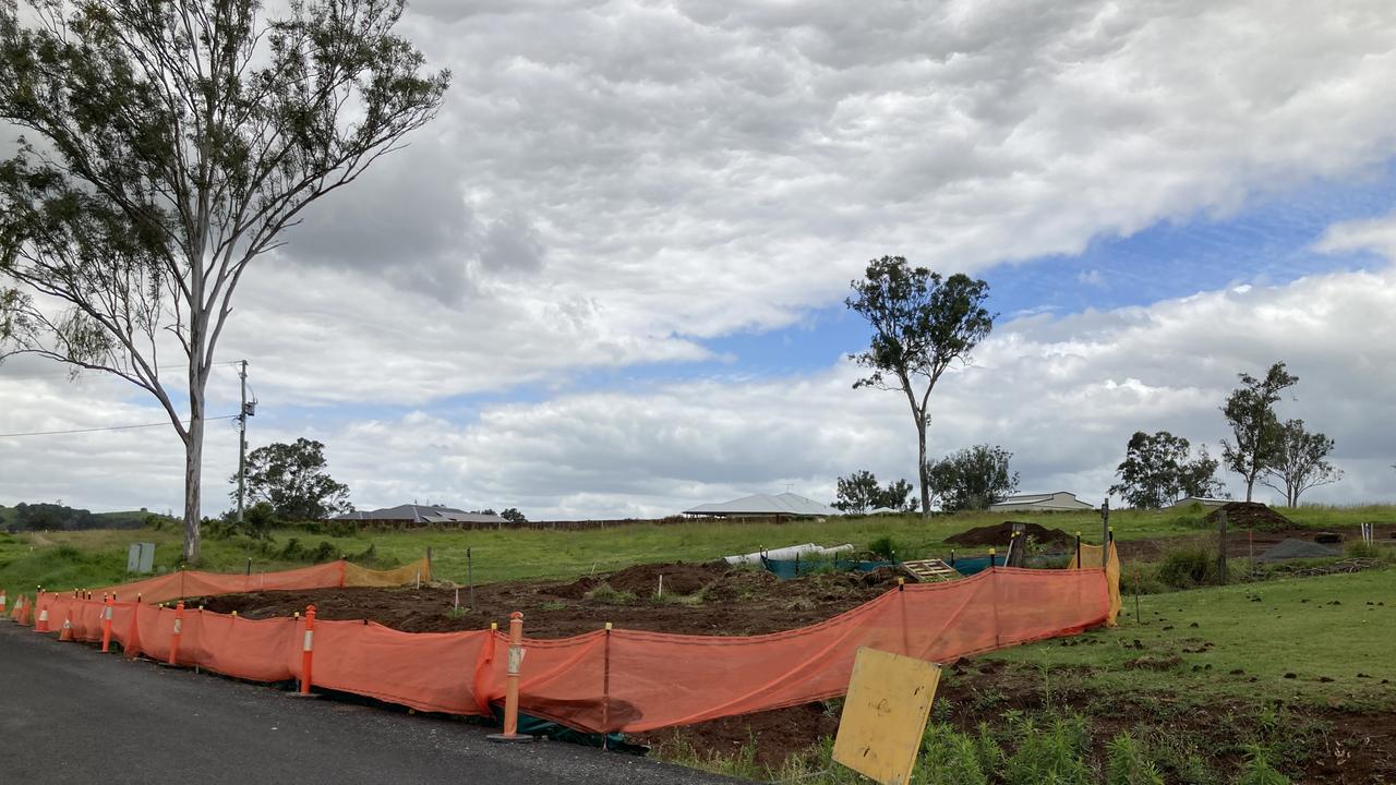 New entrance road under construction for Pie Creek subdivision which will be home to 10 blocks.