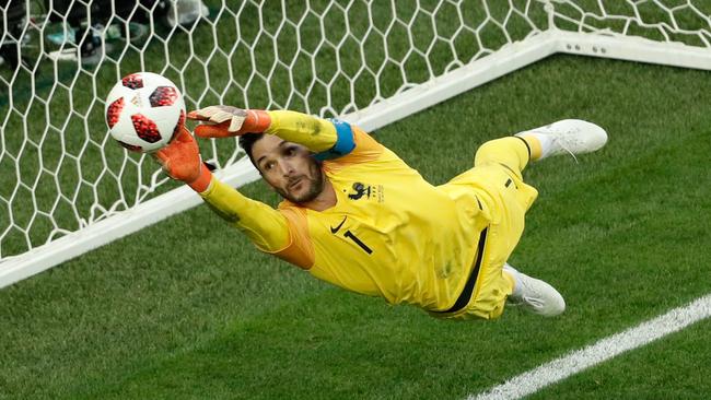 France goalkeeper Hugo Lloris makes a save during the Russia 2018 World Cup semi-final football match against Belgium. Photo: AFP