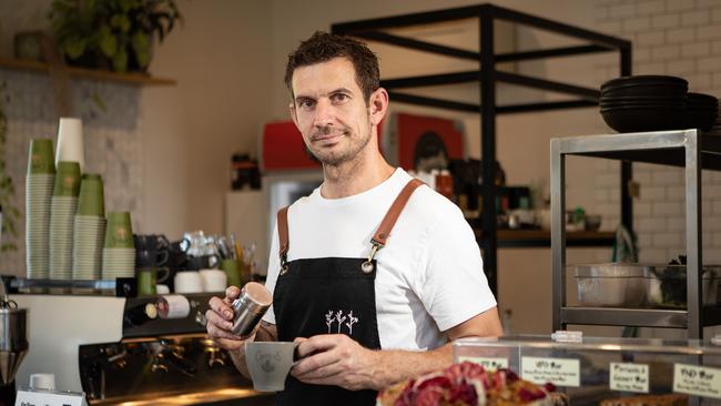 Portrait of Kim Blume, owner of cafe 'The Local Collective' in Galston, photographed working in the cafe on 19th October 2018. (AAP Image / Julian Andrews).