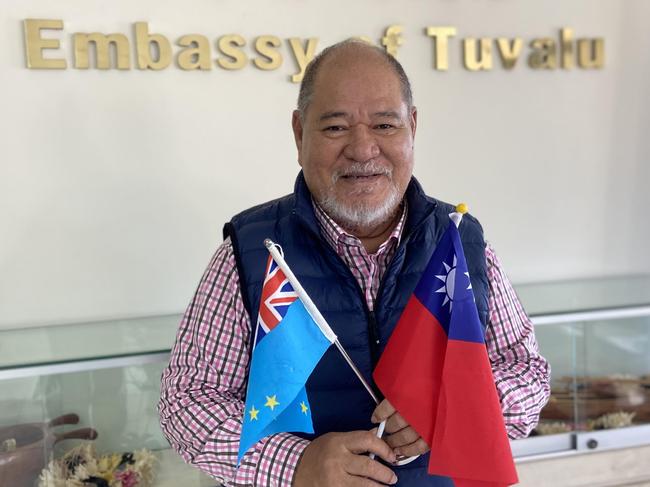 Tuvalu Ambassador Bikenibeu Paeniu at his office in Taipei, Taiwan. Photo credit: Will Glasgow / The Australian