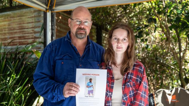 Gage Wilson has been missing from Wilsons Creek near Mullumbimby since May 18, 2024. Family members Greg and Elizabeth Kovacs travelled from Canberra to help organise a ground search. Picture: NewsWire / Natalie Grono