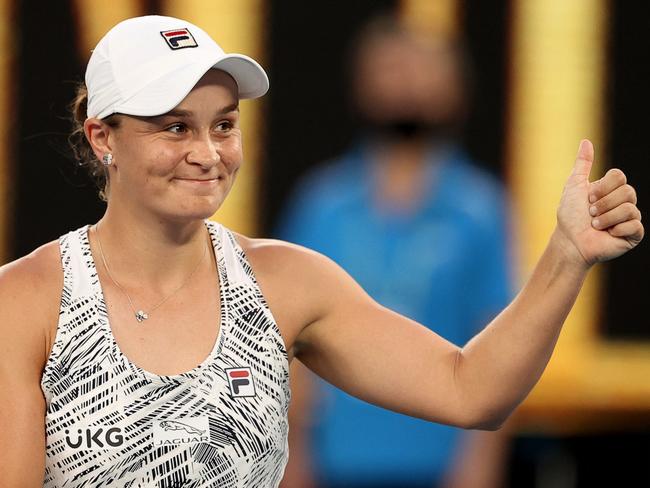 Thumbs up after another Ash win. Picture: AFP