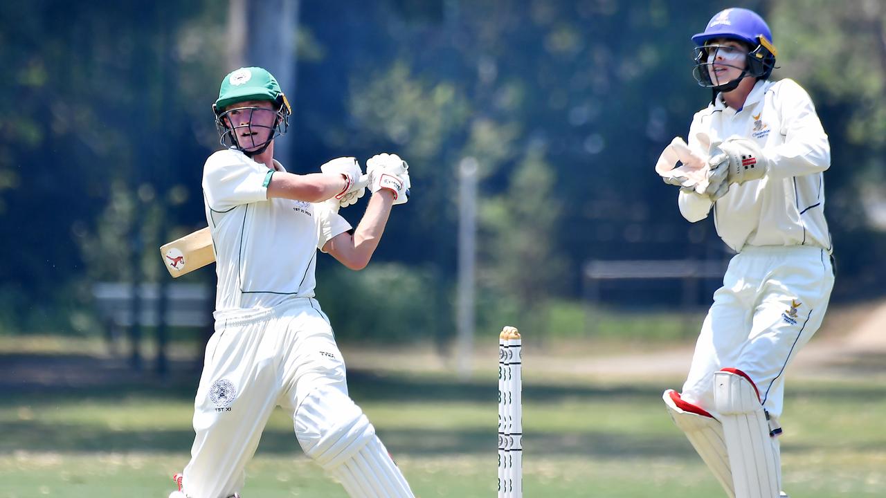 Brisbane Boys College batsman Ryan Atley GPS First XI cricket between Brisbane Boys College and Churchie. Saturday February 11, 2023. Picture, John Gass