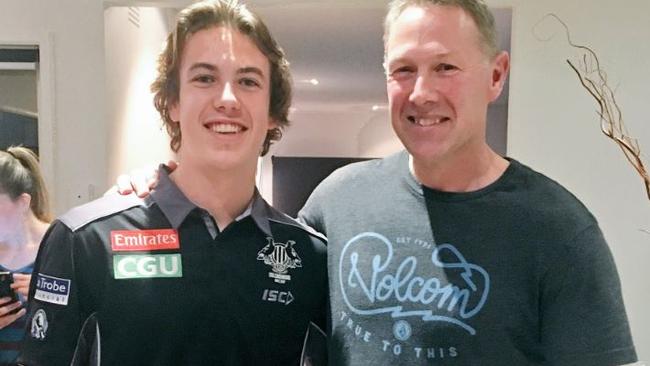 Callum Brown and his father, Collingwood great, Gavin Brown.
