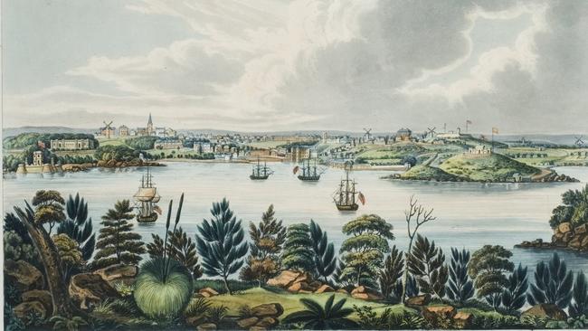 Joseph Lycett’s North View of Sidney, New South Wales (1824). 