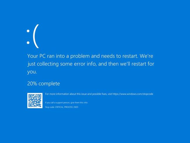 Microsoft Crowdstrike outage blue screen. Picture: Supplied